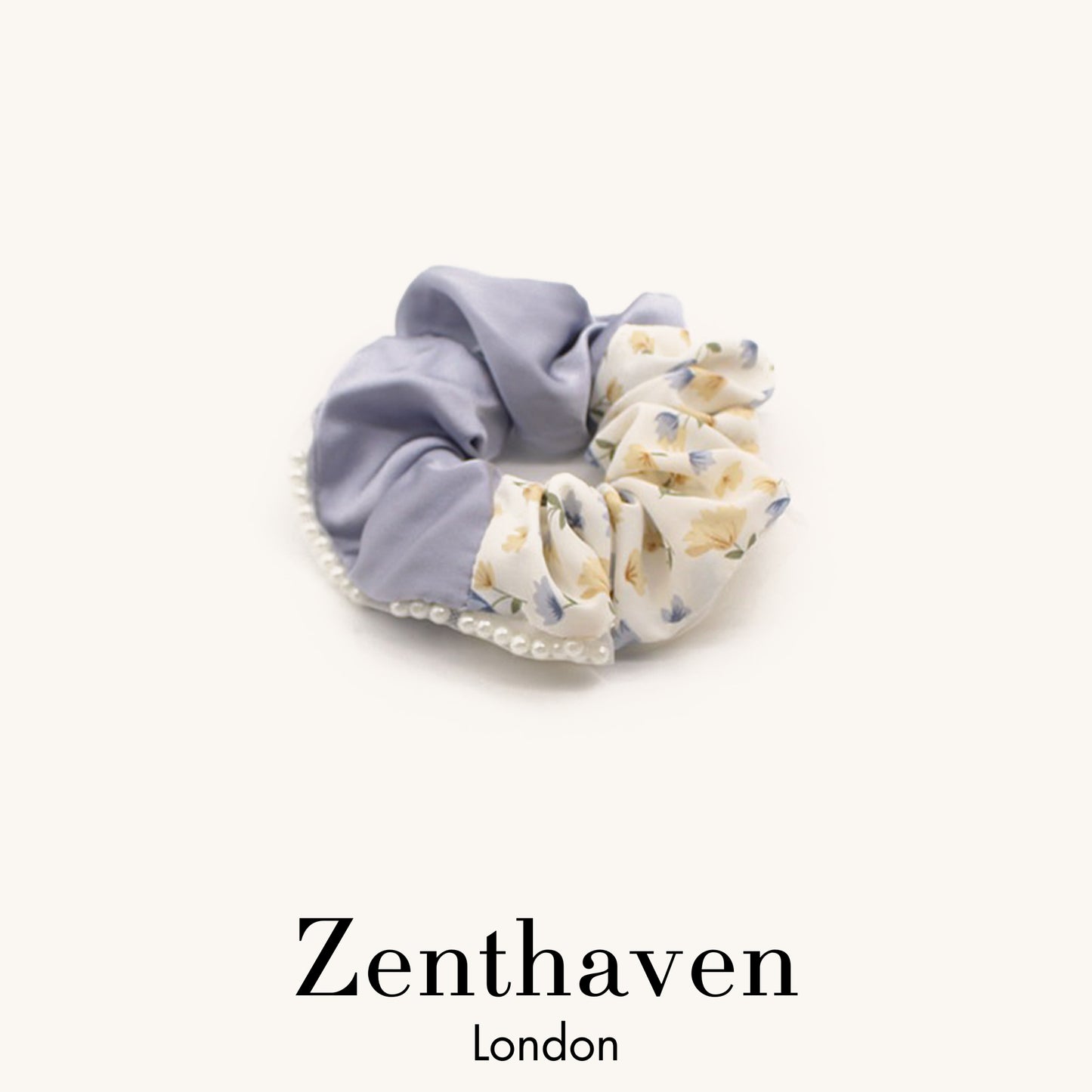 Floral Fairy Scrunchie with Sheer Trim – Soft Forest-Style Hair Tie