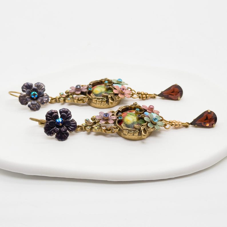 French Vintage Ethnic Style 3D Flower Earrings,Ethnic Earrings,Pastoral Earrings