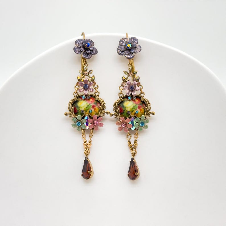 French Vintage Ethnic Style 3D Flower Earrings,Ethnic Earrings,Pastoral Earrings