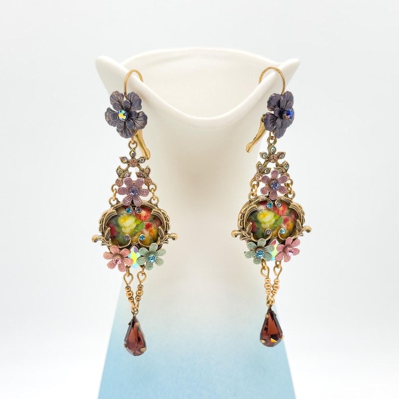 French Vintage Ethnic Style 3D Flower Earrings,Ethnic Earrings,Pastoral Earrings