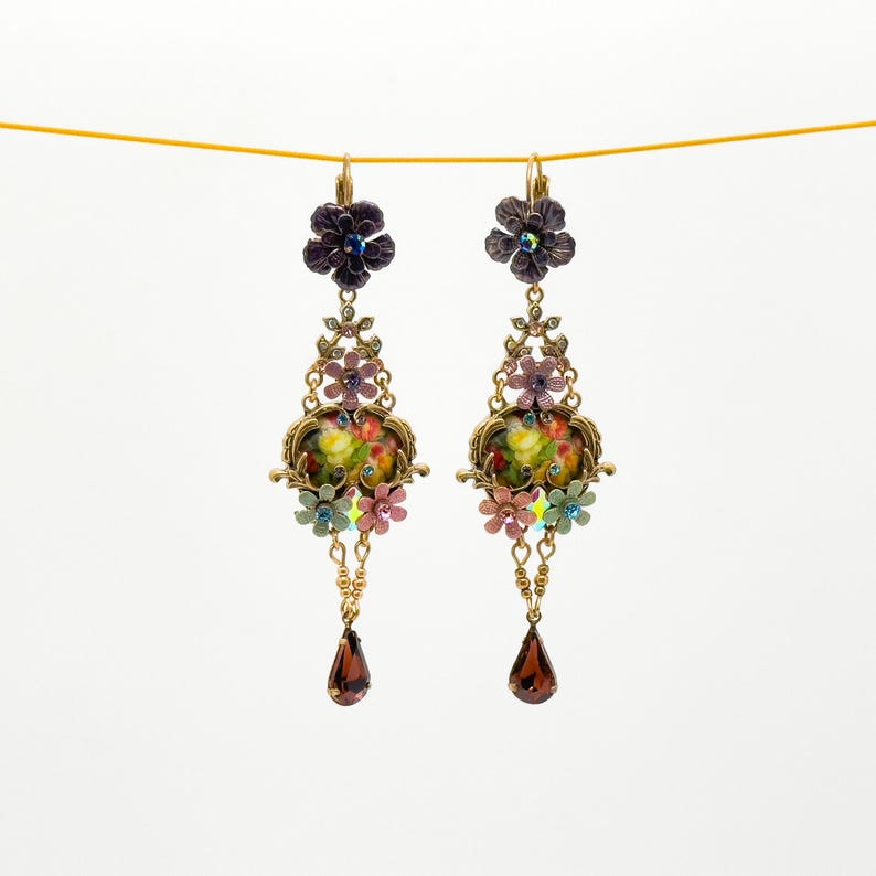 French Vintage Ethnic Style 3D Flower Earrings,Ethnic Earrings,Pastoral Earrings