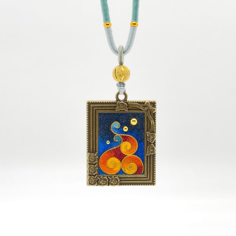 Enamel Love Pendant Necklace – Cloisonné Heart Design with Ethnic and Tribal Charm