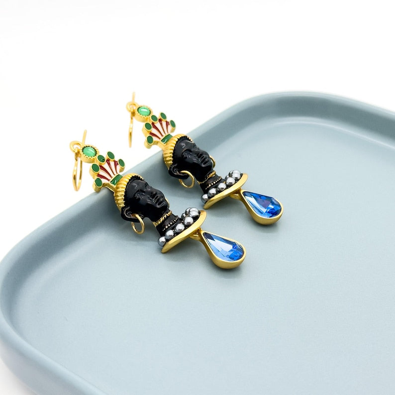Tribal Face Earrings – Egyptian Figure and Vintage Ethnic Design for Unique Fashion