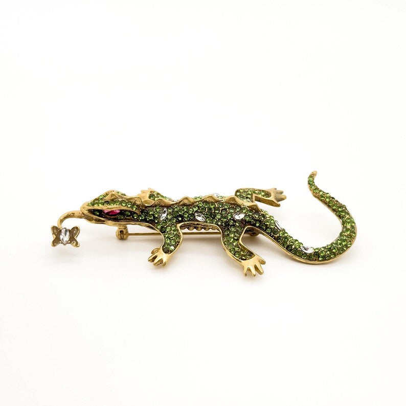 Tribal Gecko Brooch – Unique Animal Design for Countryside Style and Party Wear