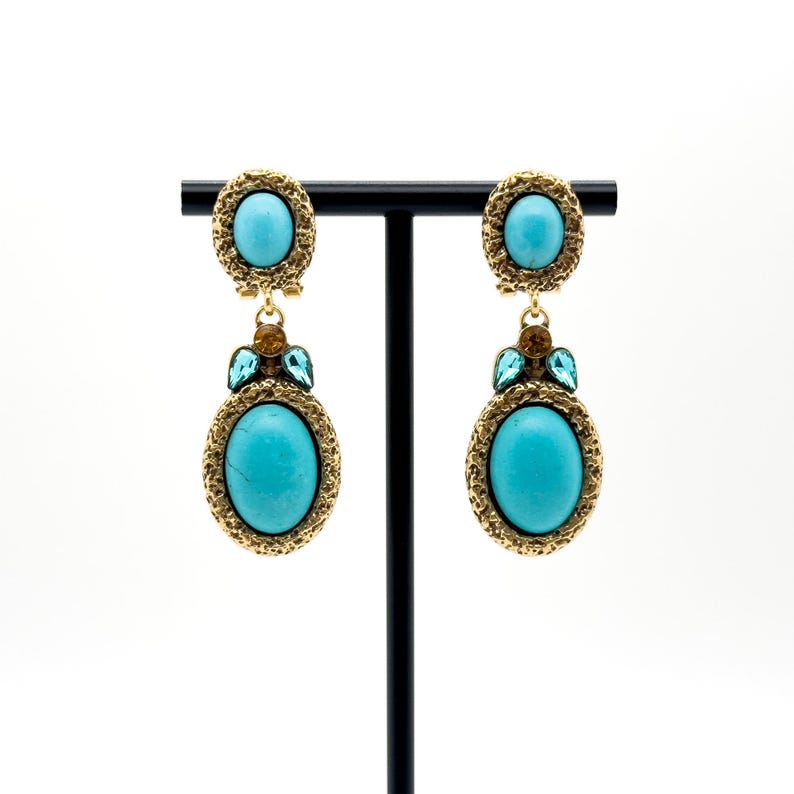 Turquoise Vintage Deco Earrings – Elegant Court-Inspired Ethnic Jewelry for Her