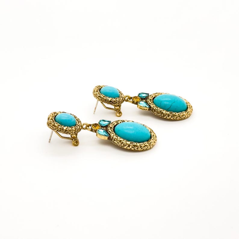Turquoise Vintage Deco Earrings – Elegant Court-Inspired Ethnic Jewelry for Her