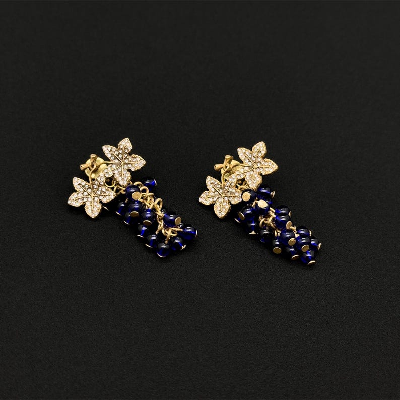 Blue Grape Pastoral Earrings – Elegant Ethnic Design for Women’s Exquisite Jewelry Collection