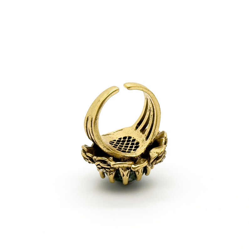Flower and Emerald Rings – Open Rings with Rose Flower Design