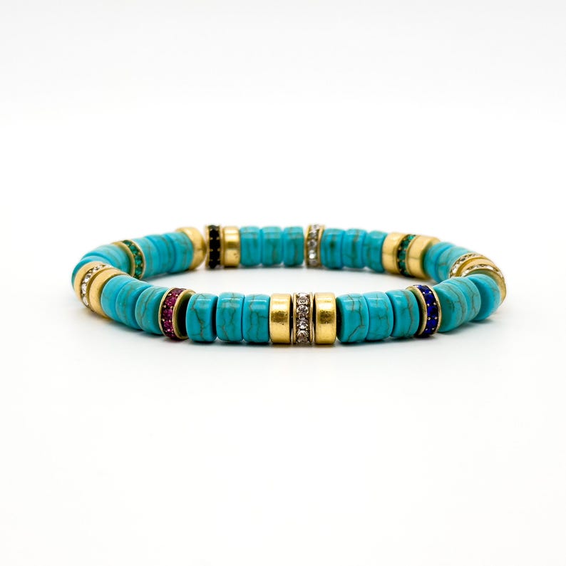 Turquoise Beaded Bracelet – Boho Style with Braided Details for a Natural Look