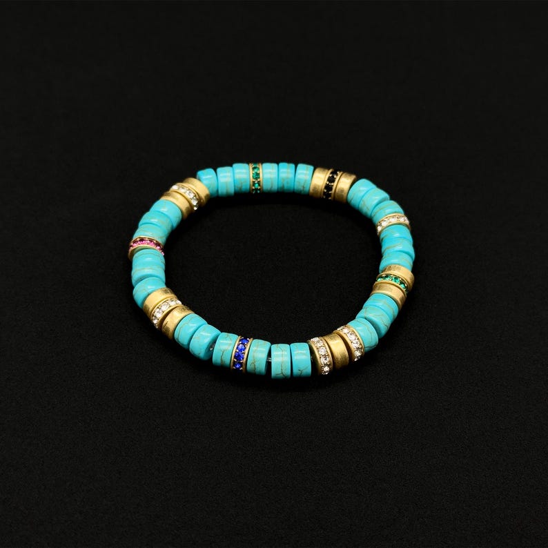 Turquoise Beaded Bracelet – Boho Style with Braided Details for a Natural Look