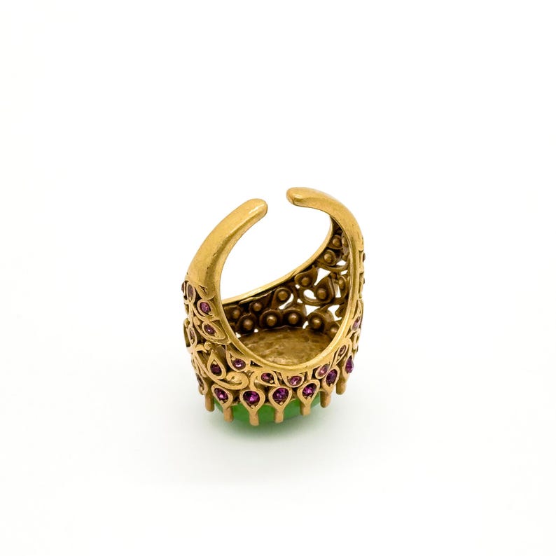 Elegant Emerald Rings – Ethnic & Tribal-Inspired Court Style Open Rings for Women