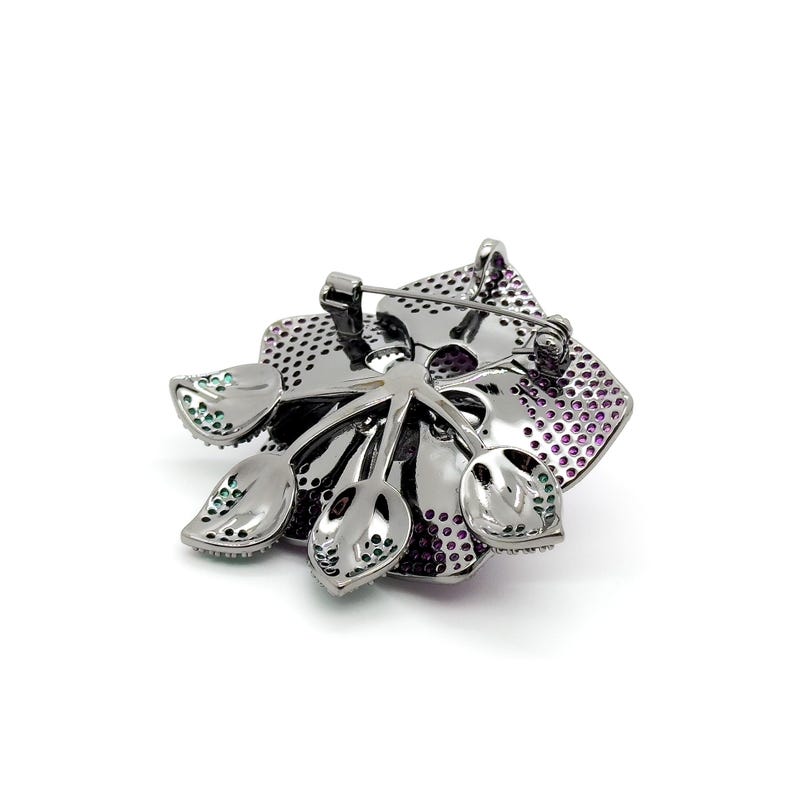 Elegant Purple Flower Brooch – Luxury Statement Pin for Evening Gowns, Birthday or Anniversary Gifts