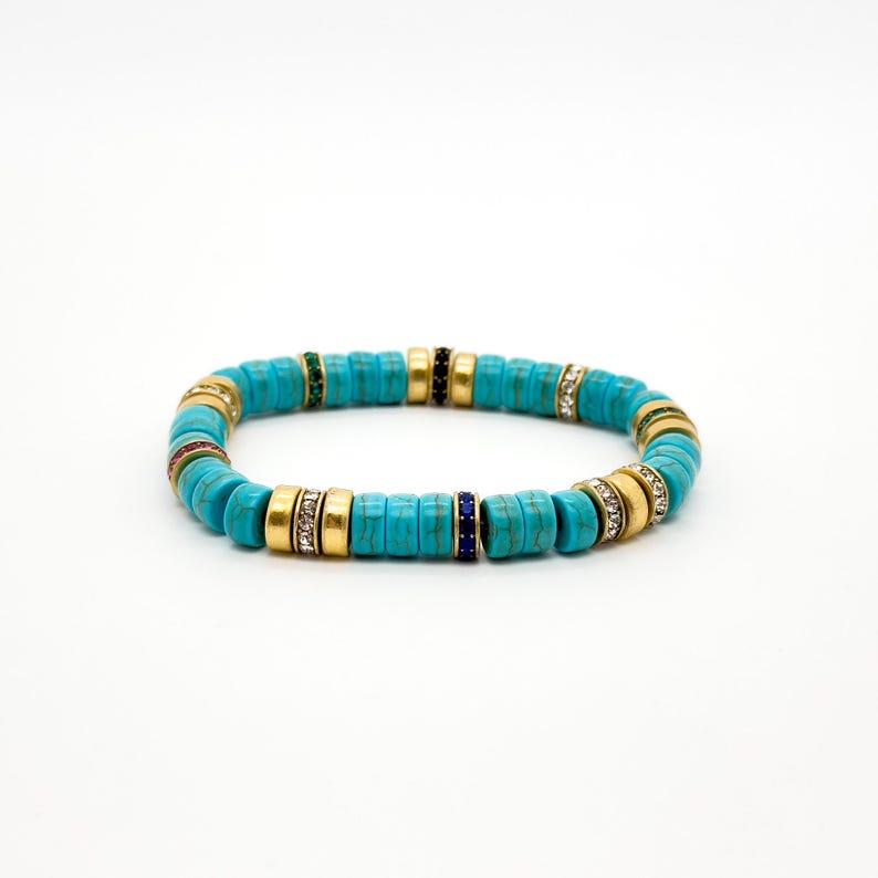Turquoise Beaded Bracelet – Boho Style with Braided Details for a Natural Look