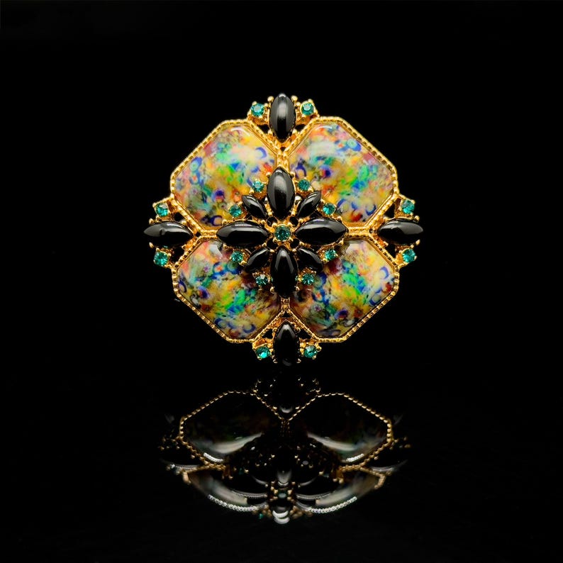 Art-Inspired Colorful Brooch – Miniature Oil Painting Design, Exquisite and Unique
