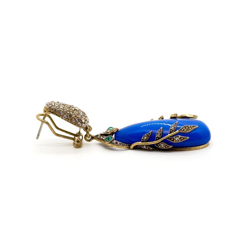 Sophisticated Boho, Blue & Leaf Earrings: Vintage Deco & Art Deco Styles for Women’s Everyday Elegance