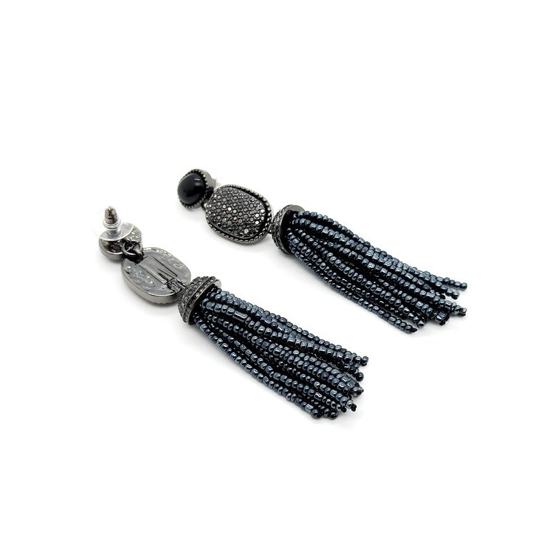 Beaded Agate Earrings – Black and Ethnic Boho Style for Fashionable Jewelry