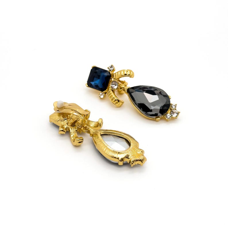Temperament Earrings – French Court Style with Black Crystal for Elegant Jewelry