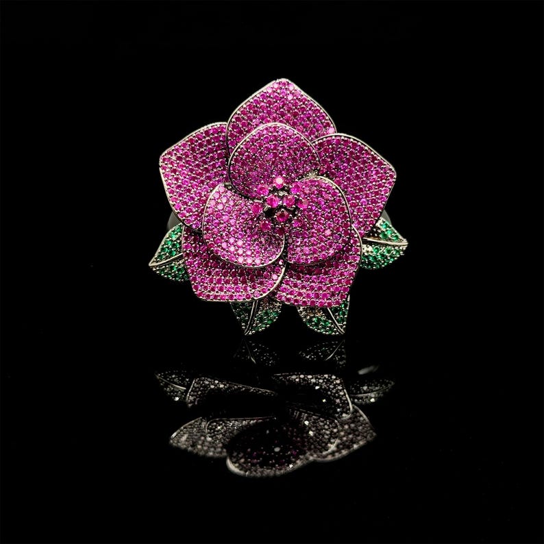 Elegant Purple Flower Brooch – Luxury Statement Pin for Evening Gowns, Birthday or Anniversary Gifts