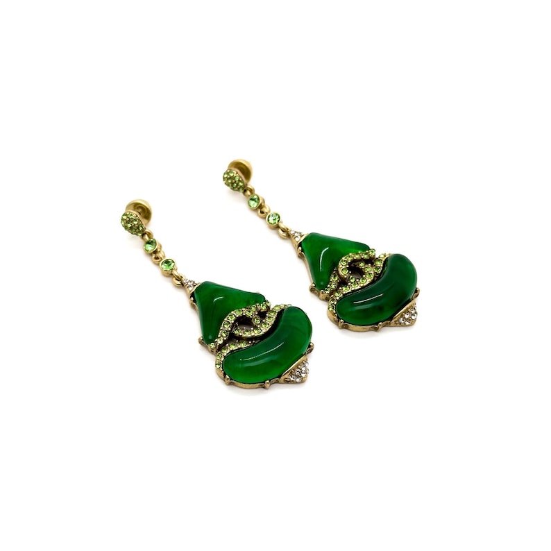 Elegant Vintage Deco & Art Deco Earrings, Green, French & Versatile Designs for Summer & Everyday Wear