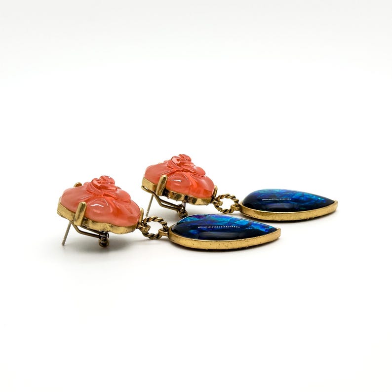 Romantic Rose & Leaf Earrings with Agate Accents, Vintage Deco & Art Deco Styles for Effortless French Summer Charm