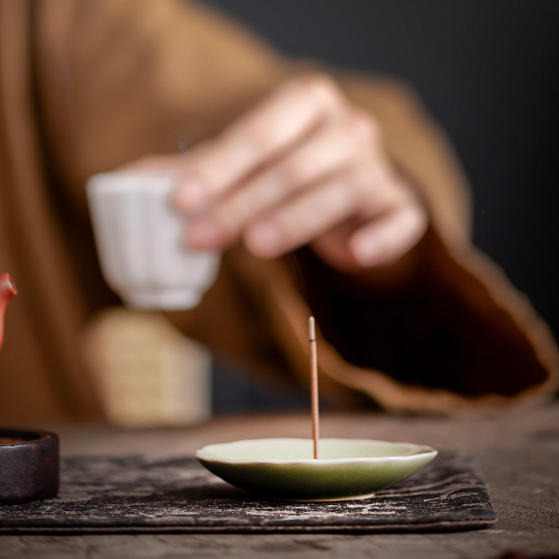 Japanese Minimalist Celadon Incense Holder – For Stick Incense, Zen-Inspired Home Use