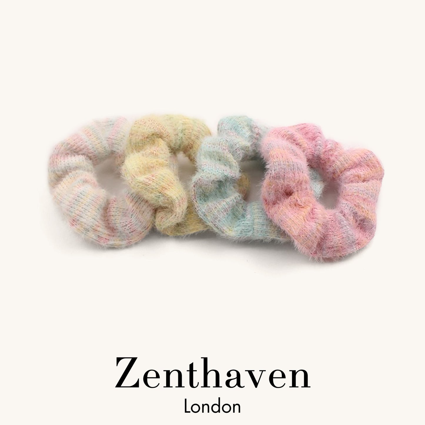 Pastel Knit Hair Scrunchies – Soft & Stretchy, Set of 4