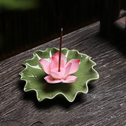 Handcrafted Lotus Leaf Incense Holder – Eastern Aesthetic Home Décor, Zen-Inspired Gift for the Home