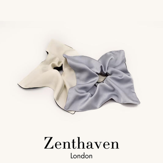 Satin Square Scarf Scrunchie – French Style Satin Hair Tie with Scarf Design