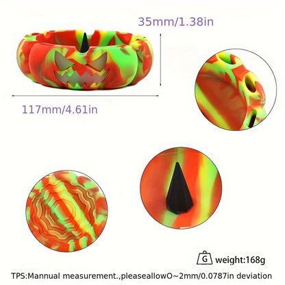 Glow-in-the-Dark Silicone Ashtray, Halloween Jack-O'-Lantern Design, Shatterproof & Heat-Resistant, Round, Smoke-Free, Perfect for Halloween & Christmas Gifts