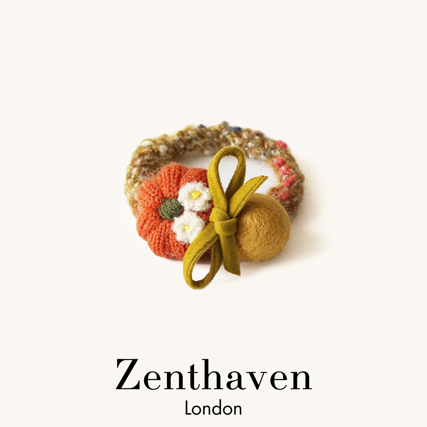 Knitted Pumpkin Bow Hair Ties – Soft Autumn Ponytail Elastics, Set of 3