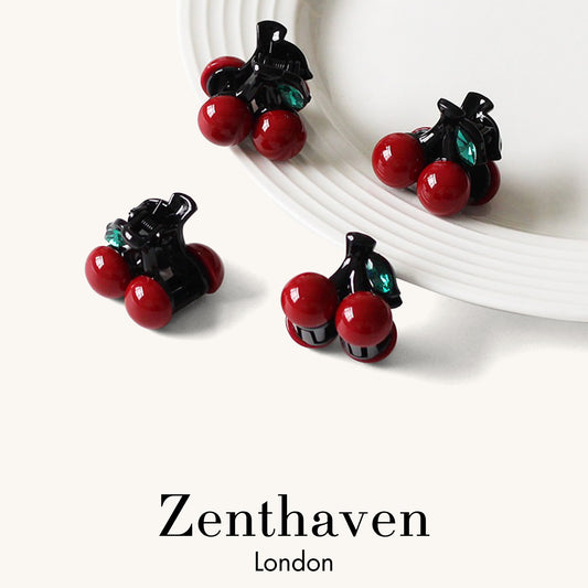 Cherry Mini Hair Claw Clips – Small & Cute Everyday Hair Clips, 4-Piece Set