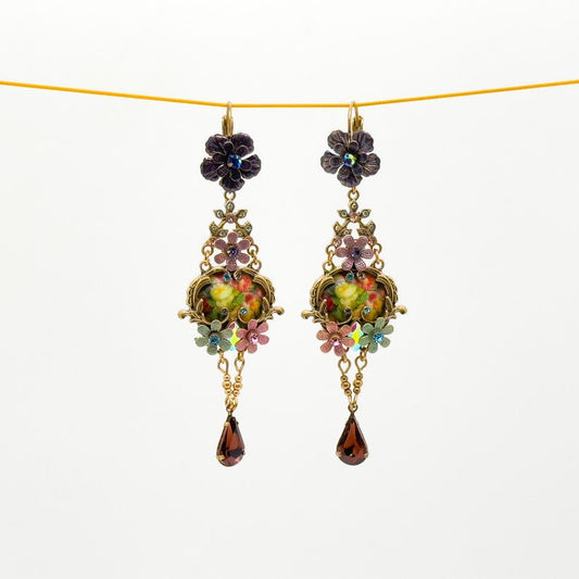 French Vintage Ethnic Style 3D Flower Earrings,Ethnic Earrings,Pastoral Earrings