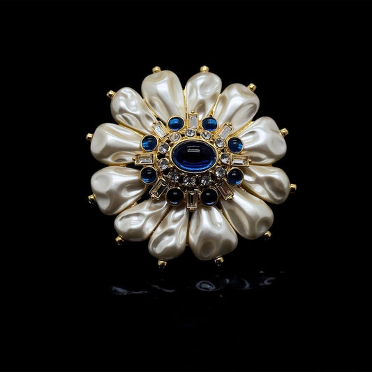 Vintage Sunflower Pearl Brooch – Elegant Palace Style Brooch for Parties and Formal Events