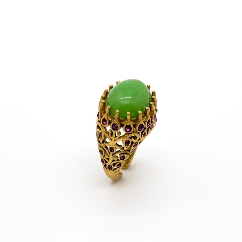 Elegant Emerald Rings – Ethnic & Tribal-Inspired Court Style Open Rings for Women