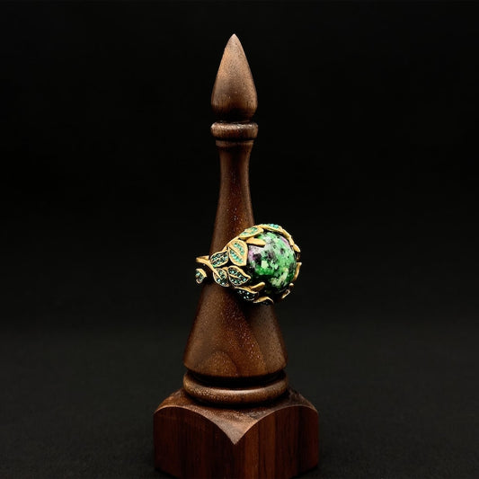 Nature-Inspired Leaf & Ethnic Rings – Emerald Open Ring Design for Stylish Women