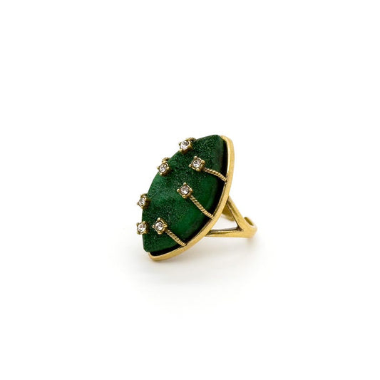 Vintage-Style Emerald Rings – Open Band Gemstone Rings with Artistic Charm