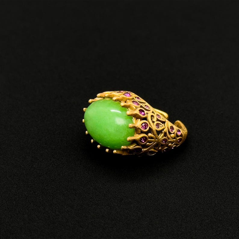 Elegant Emerald Rings – Ethnic & Tribal-Inspired Court Style Open Rings for Women
