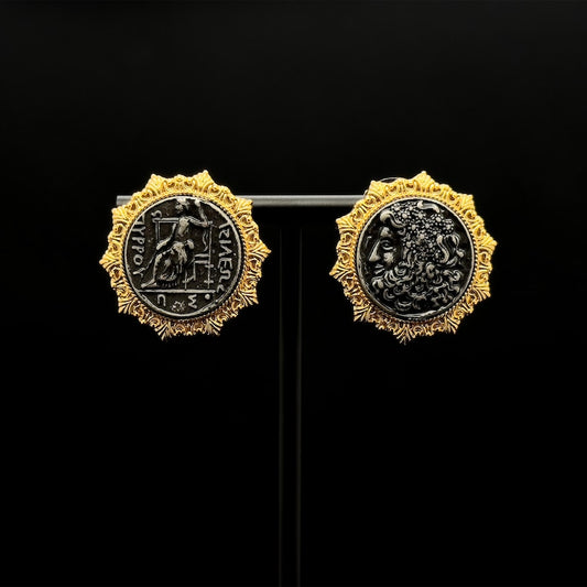 Cameo Badge Earrings – French Retro Style with Royal Court Inspiration