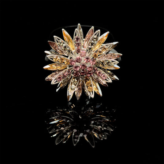 Sunflower Crystal Brooch – Elegant French Flower Pin for Party and Wedding Outfits