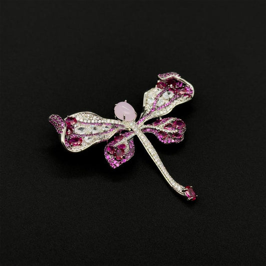 Pink Dragonfly Brooch – Elegant Nature-Inspired Insect Pin for Romantic Outfits