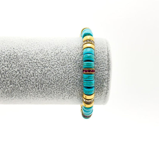 Turquoise Beaded Bracelet – Boho Style with Braided Details for a Natural Look