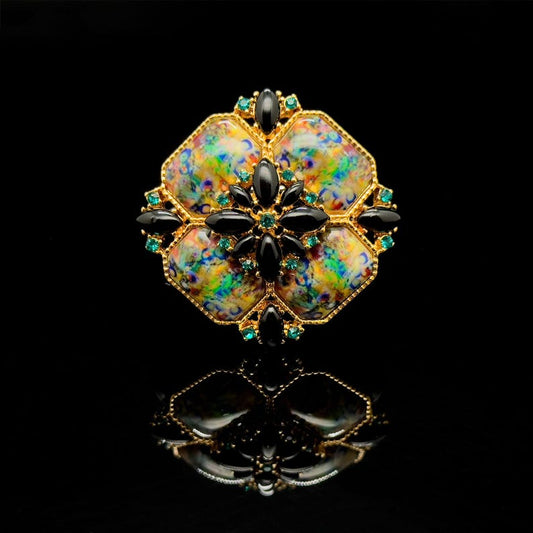 Art-Inspired Colorful Brooch – Miniature Oil Painting Design, Exquisite and Unique