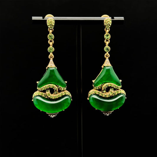 Elegant Vintage Deco & Art Deco Earrings, Green, French & Versatile Designs for Summer & Everyday Wear